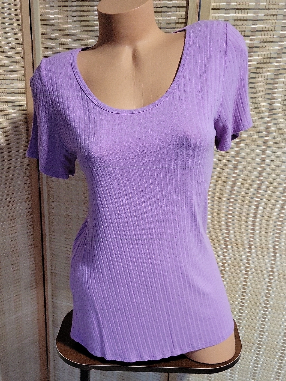 LuLaRoe Ribbed Short-Sleeve Scoop Neck Tunic - Lavender